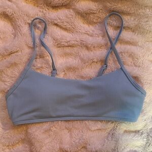 Stylish Light Blue Ribbed Bikini Top